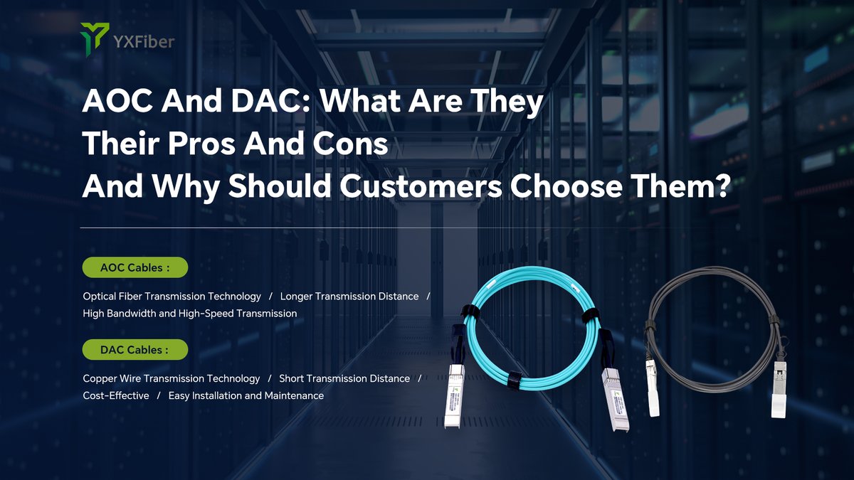 GlobleYXFiber's tweet image. Choosing the right one depends on your specific use case. #DACcables like #SFP10G CU1M5 and SFP 10G CU0M5 are an excellent choice for short-range, cost-effective interconnects, while #AOCs offer better performance for longer distances and environments with potential interference.