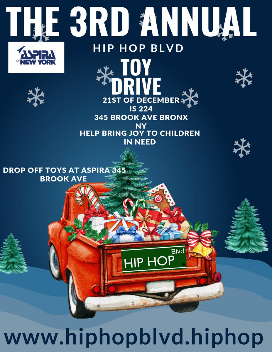 December 21st 3rd annual toydrive Hip Hop Blvd. #HipHopBlvd