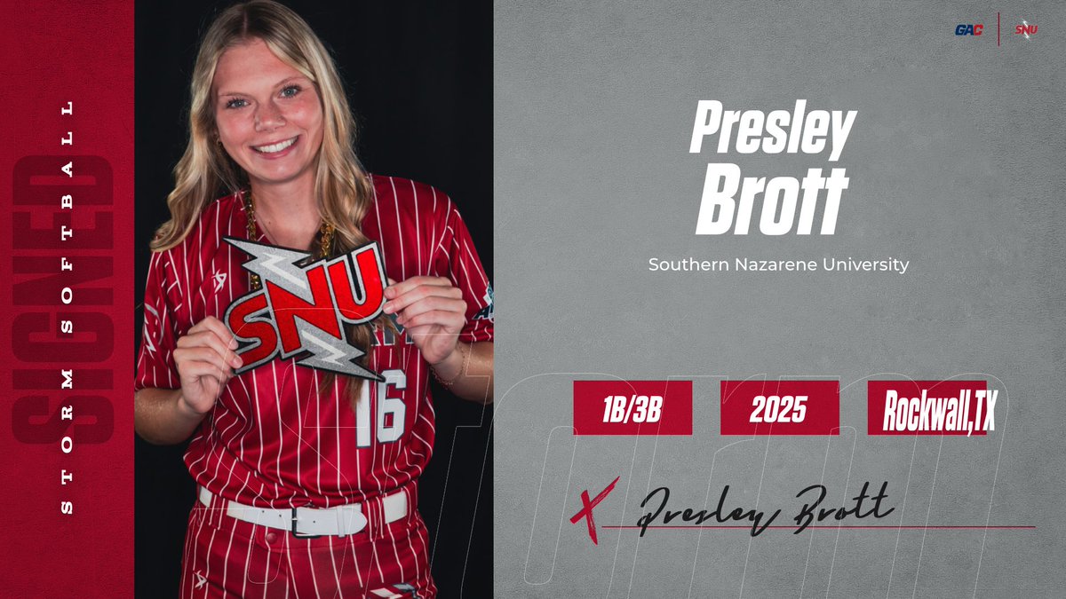 SNU Softball (@snusoftball) on Twitter photo Excited to welcome Presley Brott to the Crimson Storm family! Going to be exciting to watch Presley in crimson! Lets Go!! Congrats! #Boltsup Excited to welcome Presley Brott to the Crimson Storm family! Going to be exciting to watch Presley in crimson! Lets Go!! Congrats! #Boltsup