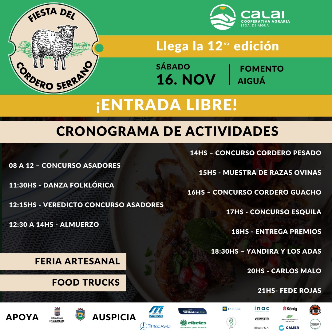 Se viene se viene!!! Ya estamos en las gateras para la 12⁰ Fiesta del Cordero Serrano!!!
Cuando?? Este sábado 16 de Noviembre!!!
Donde?? En la Fomento de Aigua!!!
Y la entrada??? Es GRATIS!!!
Los esperamos a todos!!!!