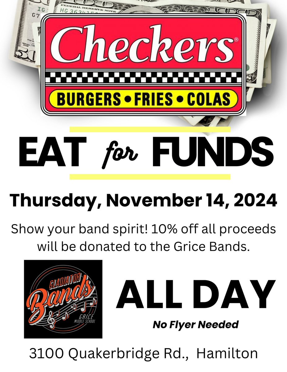 Our Checkers fundraiser is tomorrow!