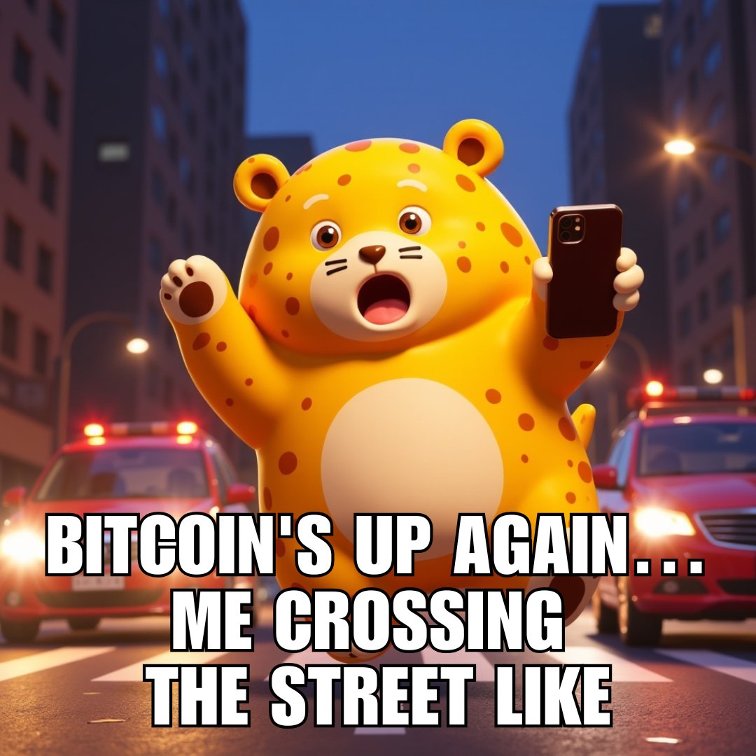 CCTKingdom's tweet photo. "Bitcoin's up again… me crossing the street like 🚨"
POV: Forgetting cars exist because crypto is life. https://t.co/zX8hzLTCGS
