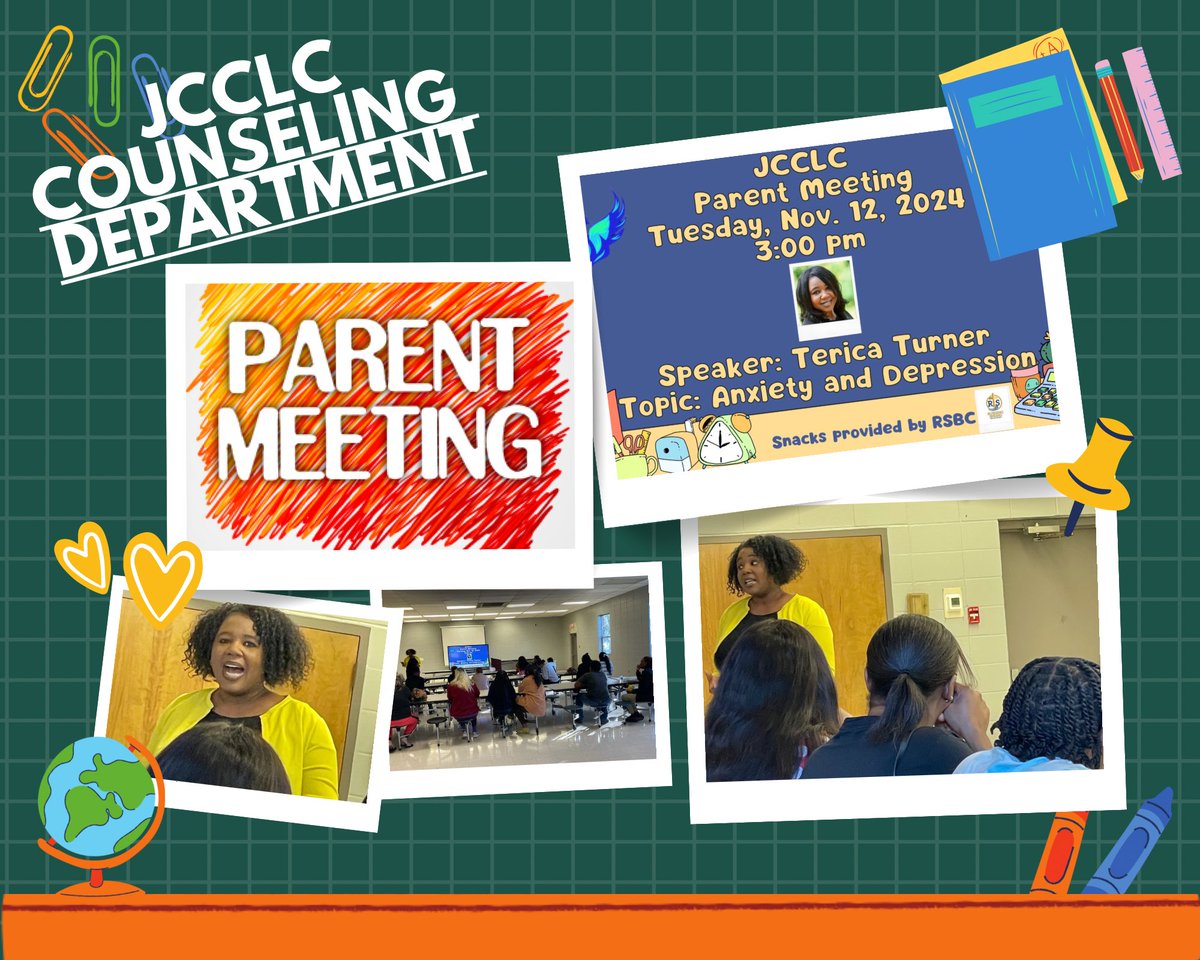 JCCLC (@jcclc2) on Twitter photo Thank you , Terica Turner, for sharing with our families. You provided some great information and strategies to use when dealing with anxiety and depression. <a href="/apPSDavis/">Pamela S. Davis, Ed. S.</a> Thank you , Terica Turner, for sharing with our families. You provided some great information and strategies to use when dealing with anxiety and depression. <a href="/apPSDavis/">Pamela S. Davis, Ed. S.</a>