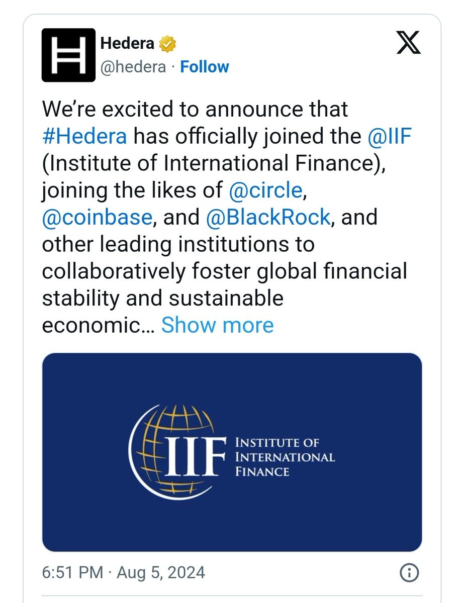 sound0ffreed0m's tweet image. So I will leave this information here; everyone can decide for themselves how to classify it:
▪️#Hedera & US Dep. of State🇺🇲
▪️#Hedera & Digital € Association
▪️#Hedera & IIF (see image)
▪️#Hedera & Google, IBM, Dell
▪️#Hedera & DIFC (Dubai🇦🇪)
▪️#Hedera & Accenture+Deloitte…