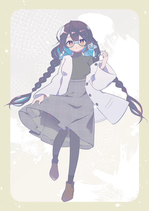 三つ編み眼鏡青インナーちゃん