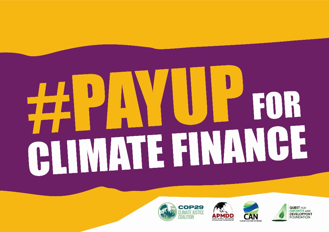 questforgdf's tweet image. CALLS AND DEMAND OF ACTION:
Our calls and demand for action will be the delivery of climate finance, climate justice and reparations.
PLANNED ACTION:
We will organise a march at the locations of major Banks in our communities.
#payup #ClimateFinance
#RampUp #RiseUp 
@COP29_AZ