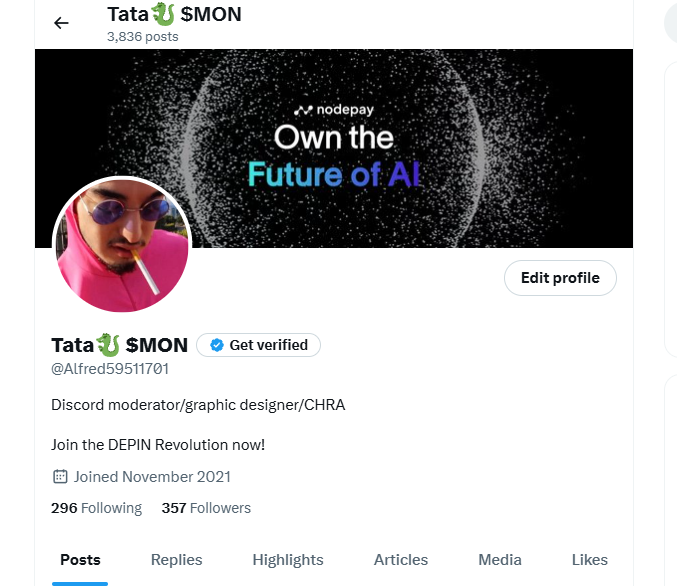 Alfred59511701's tweet photo. Just changed my banner for @nodepay_ai!

Together, we'll make the internet works for us! #Nodevember 🤑

Use my ref code for extra points ‼️
https://t.co/kzim0n8YV8

Projects to take note also ‼️

https://t.co/r7jHWBqA9h

https://t.co/SzDCfDM4qw

https://t.co/Rhv5jU69ME

#DEPIN https://t.co/iQ1KIUw05x