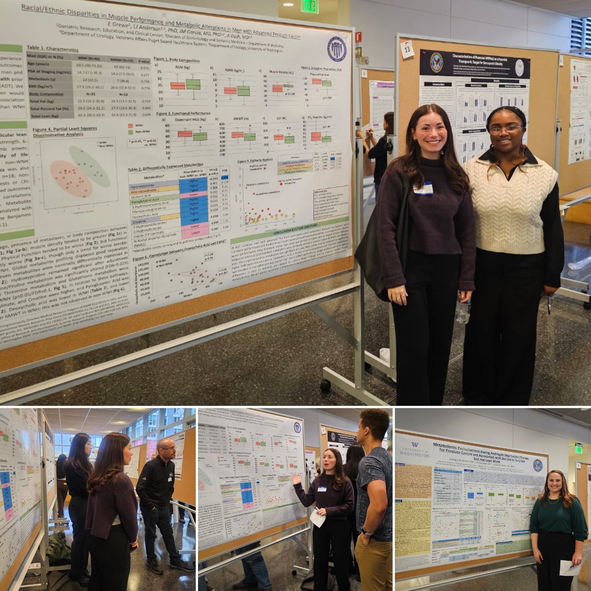 The_GarciaLabUW's tweet photo. Lab faculty @lindseyjayneLA and undergrad students Ellie Grewe &amp; Jessica Li had a blast presenting new research at the 2024 @UW_CTMR Symposium! 
#muscleresearch #sarcopenia #AMPK #cancerresearch #androgendeprivationtherapy #agingresearch #womeninscience #letsgogirls https://t.co/yP03sfuWSo