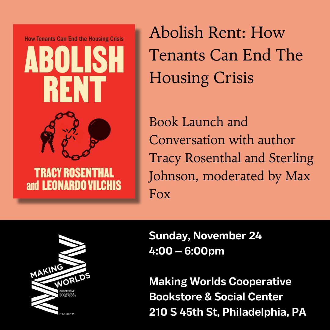 Save the date—Sunday November 24th at 4p—for a book launch and discussion of Abolish Rent: How Tenants Can End the Housing Crisis. 

Advance registration is appreciated. Link in bio.