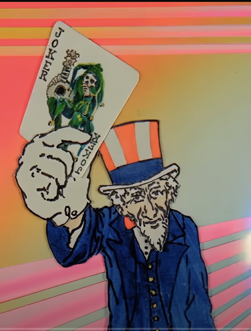 Red n' white, blue suede shoes, I'm Uncle Sam, how do you do
Gimme five, still alive, ain't no luck, learned to duck
Check my pulse, it don't change. Seventy-two come shine or rain.
Wave the flag, pop the bag, rock the boat, skin the goat.
Wave that flag, wave it wide and high.