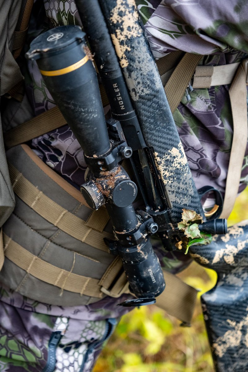 Dangersoup's tweet photo. Product testing. 
It all works. 
Kodiak tried to break us.

- Nosler Limited Edition M21 Carbon

- Nosler Trophy Grade Ammunition loaded with 160 grain AccuBonds

- Kryptek Altitude

- Leupold VX-6HD

- Montana Knife Company Whitetail Knife (works on goats too)

- LaCrosse Ursa LS boots

- Yeti Panga duffle