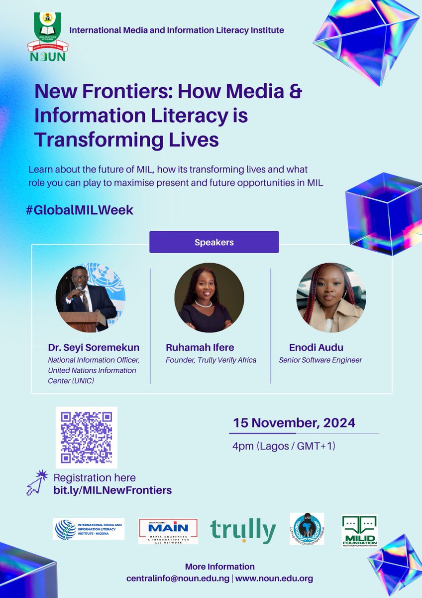 Join the #medialiteracy revolution! On Nov 15, dive into the future of MIL alongside #GlobalMILWeek 2024! Inspiring discussions, innovative ideas &amp; actionable steps to empower your role in shaping the media landscape! 
Register: bit.ly/MILNewFrontiers
#MILNewFrontiers #MILWeek24