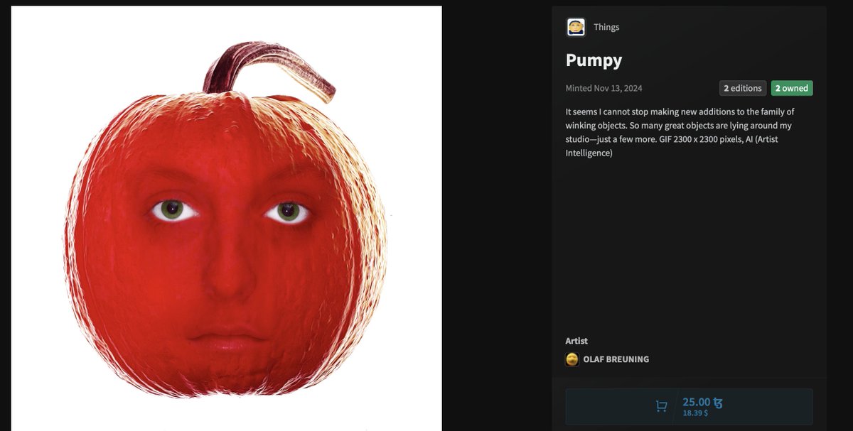 Pumpy is humpy on Objkt. 

objkt.com/tokens/KT1EVdM…