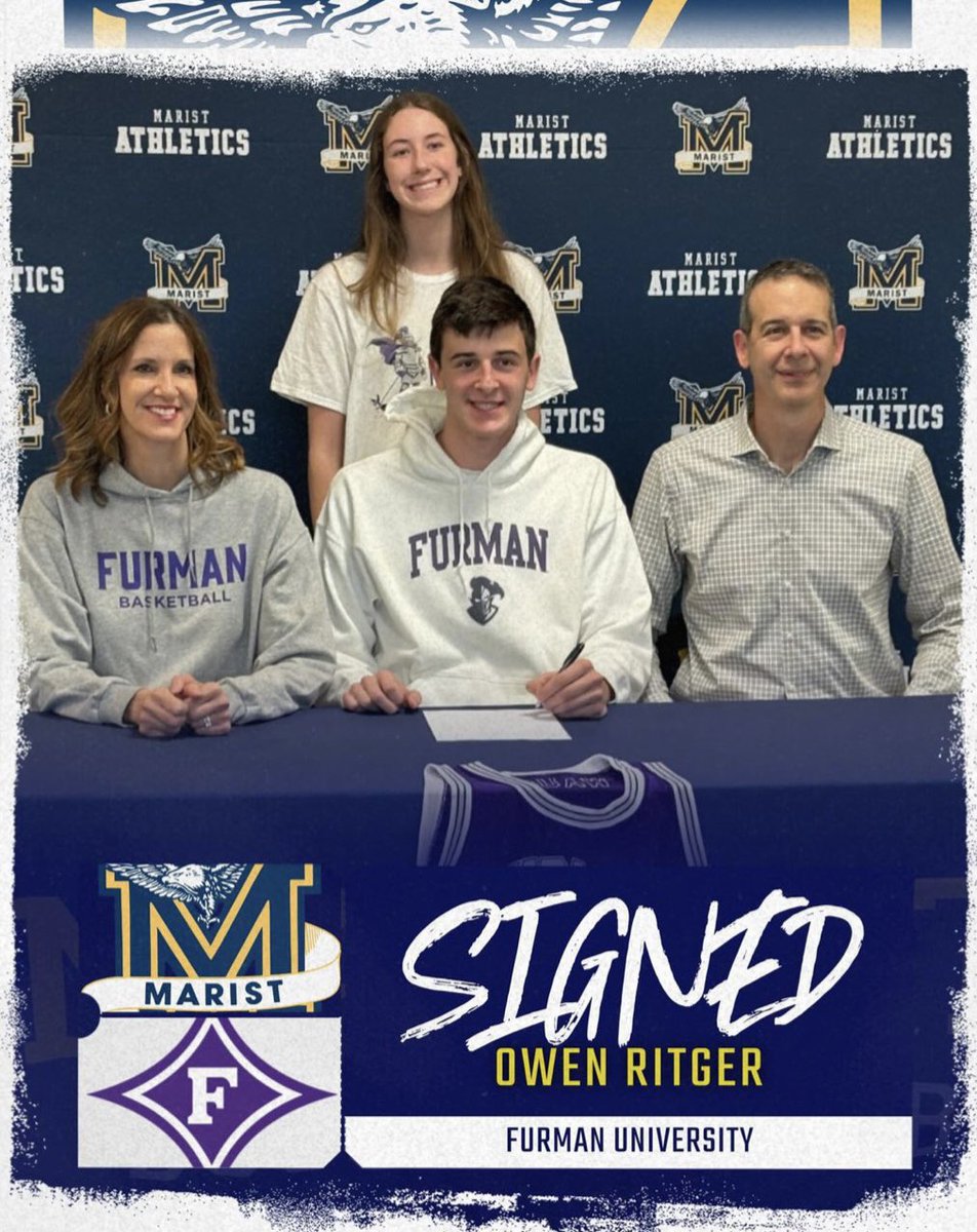 Marist Boys Basketball (@wareaglesbball) on Twitter photo Congratulations to our leader, <a href="/owenritger5/">Owen Ritger</a> on taking that next step in his basketball journey! Signed today to play for <a href="/FurmanMBB/">Furman Basketball</a>!
This is just the beginning for you, O! Congratulations to our leader, <a href="/owenritger5/">Owen Ritger</a> on taking that next step in his basketball journey! Signed today to play for <a href="/FurmanMBB/">Furman Basketball</a>!
This is just the beginning for you, O!