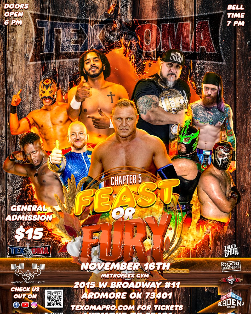 🔥 Feast or Fury
🍗  Saturday November 16th
🍗 Metroflex Ardmore 
🍗 $15 per ticket

#aewwrestling #WCW #indywrestling #njpw #impact #tnawrestling #WWE