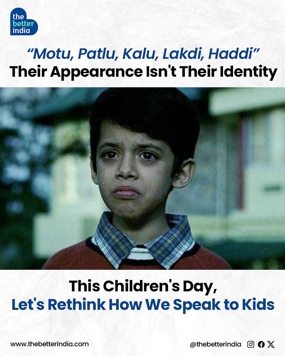 thebetterindia's tweet image. This Children&apos;s Day, Commit to the Change.

#ChildrensDay #PledgeForChange #EmpowerKids #KindnessMatters #WordsMatter #BeTheChange 

[Children Day, Future of India, Pledge For Change, Empower Kids, Kindness Matters]