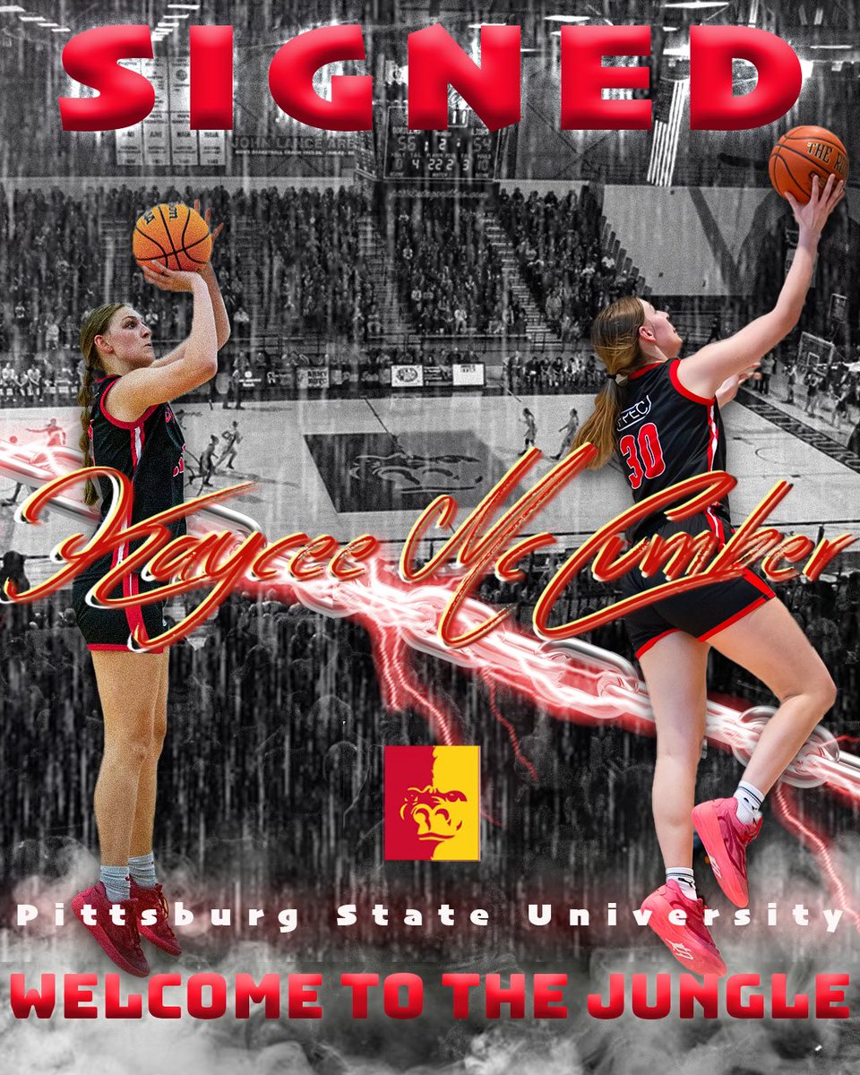 Welcome to the jungle Kaycee 🦍

Pitt State adds Kaycee McCumber as a strong inside presence with a huge motor. She comes from the strong tradition of college products from Farmington High School under the direction of head coach Brad Johnson.