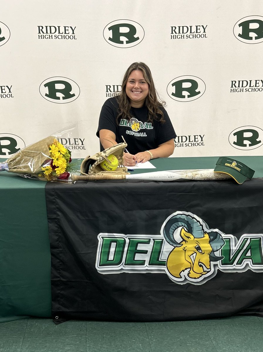 A huge congratulations goes out to Gemma Taggart who will be continuing her academic and athletic career with DelVal University ‼️ Gemma will be studying Communications. Way to make your Ridley family proud 💚🥎