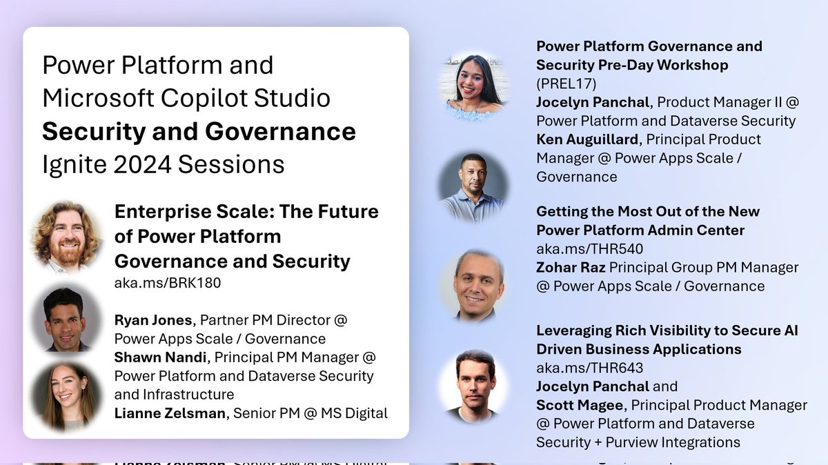 🍕Thrilled to share that all #MSIgnite attendees will have at least FOUR opportunities to debate pizza preferences, I mean, learn about #PowerPlatform #security and #governance offerings. 
🗓️Make sure you add these sessions added to your agenda. See you all in just a few days!