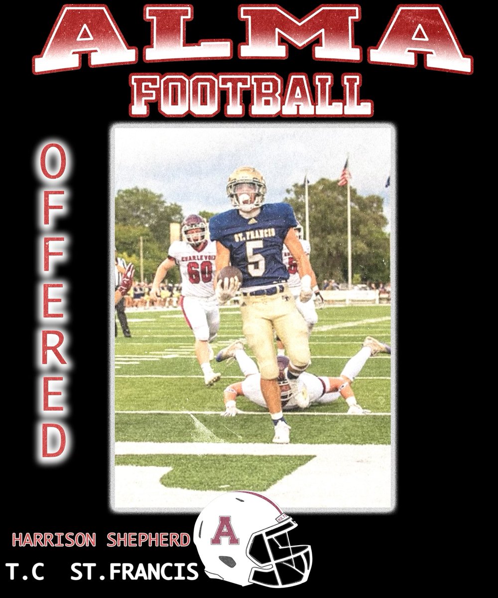 Harrison Shepherd (@harrisondshep_5) on Twitter photo After a great game day visit and meeting with <a href="/CoachCouchAlma/">Jason Couch</a> and <a href="/AlmaCoachCole/">Scotty Cole</a>, I’m honored to receive my first college football offer from Alma College.
<a href="/AlmaScotsFB/">Alma College Football</a> After a great game day visit and meeting with <a href="/CoachCouchAlma/">Jason Couch</a> and <a href="/AlmaCoachCole/">Scotty Cole</a>, I’m honored to receive my first college football offer from Alma College.
<a href="/AlmaScotsFB/">Alma College Football</a>