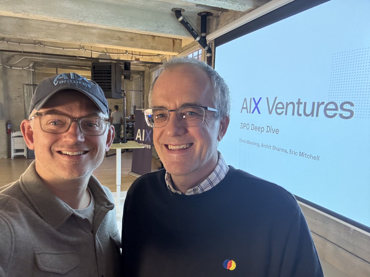 shaunbjohnson's tweet image. About to kick off the DPO talk at @aixventureshq with @chrmanning, Eric Mitchell, and Archit Sharma.