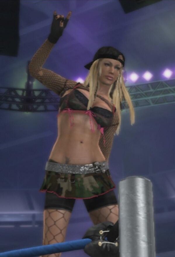 PUNxALXXX's tweet photo. I only love this game because it was the debut game of my fav Ashley Massaro🖤🥺 I hope and wish that one day we get to see her again in a video game.🥺 #SVR08 https://t.co/vySW0IweOb
