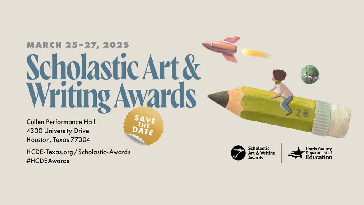 Do you have an eye for art or know what makes a good writer? <a href="/CES_hcde/">Center for Educator Success</a> needs your help with the upcoming Scholastic <a href="/artandwriting/">Scholastic Art & Writing Awards</a> Adjudication. As a special thanks, eligible judges will receive Continuing Professional Education hours. Sign up by Dec. 2: …tydepartmentofeducation.formstack.com/forms/scholast…