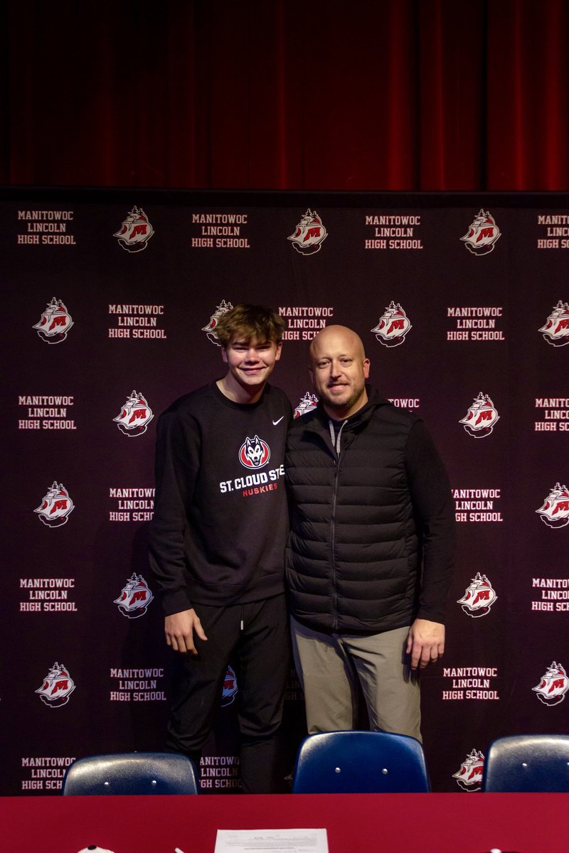 Brayden Steinbecker officially signing his National Letter of Intent to St Cloud State University.  Proud day for Brayden, his family, Ships baseball, and ISA!