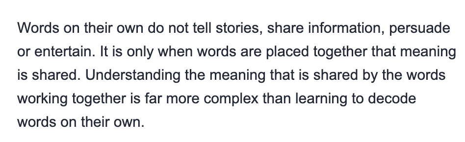 This is an absolute must-read by the brilliant @DamsonEd!  Some of us have been trying to make these points for a long while, especially about reading being more than decoding, and meaning being more than words in isolation from text.