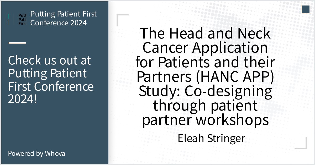 Come check out our Poster at Putting Patient First Conference 2024.  - via #Whova event app