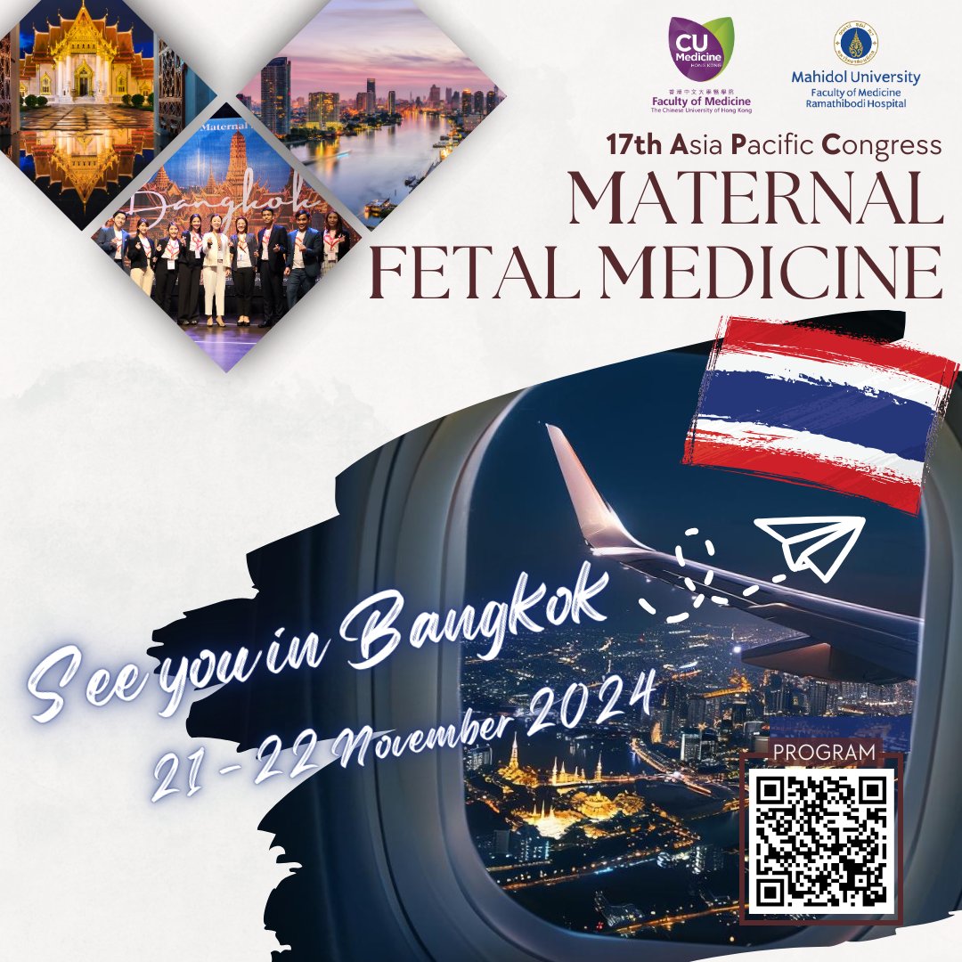 See You Soon: 17th Asia Pacific Congress in Maternal Fetal Medicine 2024 (#APCMFM)

Last chance to register:
imcpcthailand.com/en/apcmfm-regis