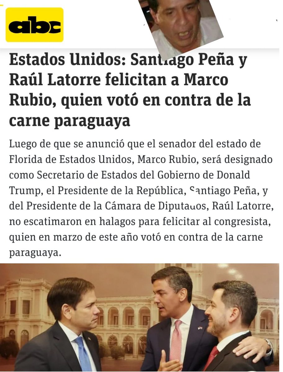 fabianmarti_'s tweet photo. Congraciarse con el futuro Secretario de Estado con el único objetivo de conseguir indulgencia para Significativamente Corrupto Horacio Cartes y frenar además futuras designaciones a personajes del entorno vinculados al narcotráfico, lavado de dinero y actividades terroristas. https://t.co/KSATlk6e7e