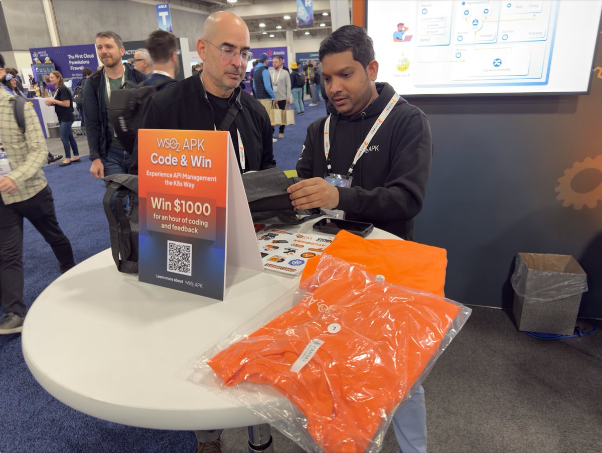 PubuduSpace's tweet photo. Day 1 at #KubeCon was a success! Great conversations &amp; reconnecting with customers at booth R43. Looking forward to the next couple of days! If you’re here in Salt Lake City, don’t miss the chance to stop by and discover how #WSO2APK can transform your API management strategy! https://t.co/PmCsjPa8a4