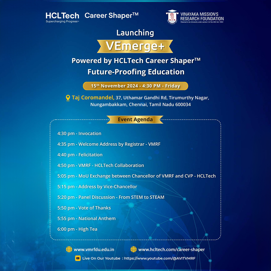 DoMAVCampus's tweet image. Exciting news! VMRF-DU &amp;amp; HCLTech Career Shaper sign an MOU to future-proof education, equipping students with skills for tomorrow's workforce.
#DOM #AVIT #VMRF #vmrfdu #HCLTech
#VEmergeplus #careershaper