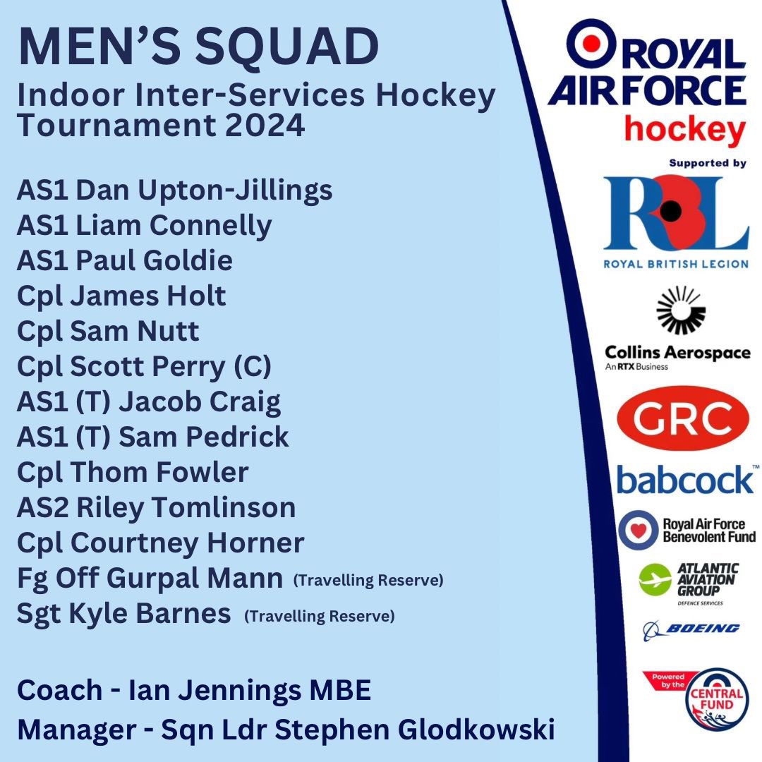 A very good morning to all of the RAF Hockey family. Day 2 of the 2024 Indoor Inter-Service Tournament starts in 2 hours when the Men’s U25s will be taking on the Army. It’s going to be a big day. #NoOrdinaryJob #NoOrdinaryTeam