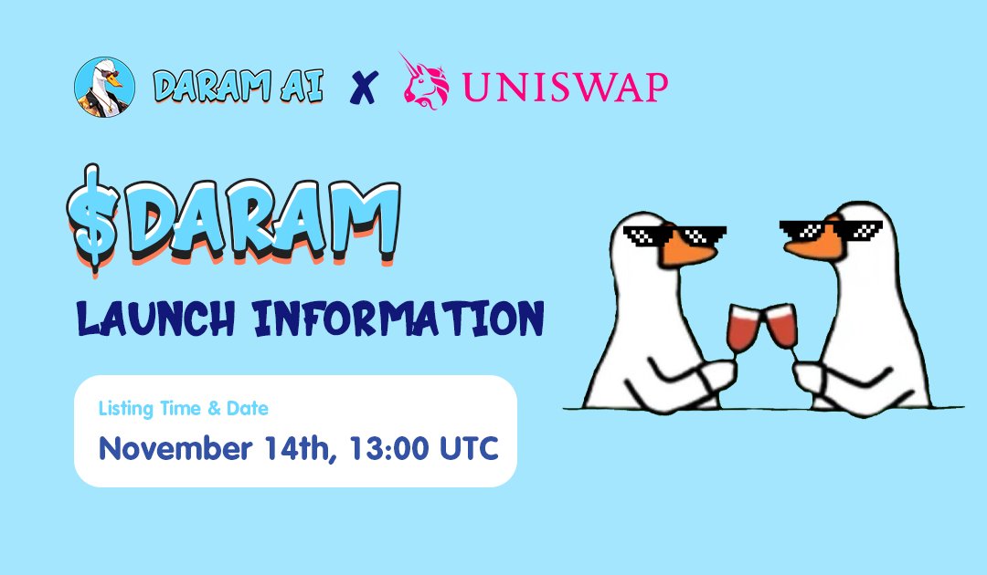daramaicoin's tweet photo. Everything is flying, but DARAM AI is the REAL goose that took flight🪶✈️

We’re officially launching on UniSwap in 6 hours.

Like💙 rt if you’re ready to fly with #DARAMAI🦢

✈️ https://t.co/gZvCtRRpcz https://t.co/b255lX587n