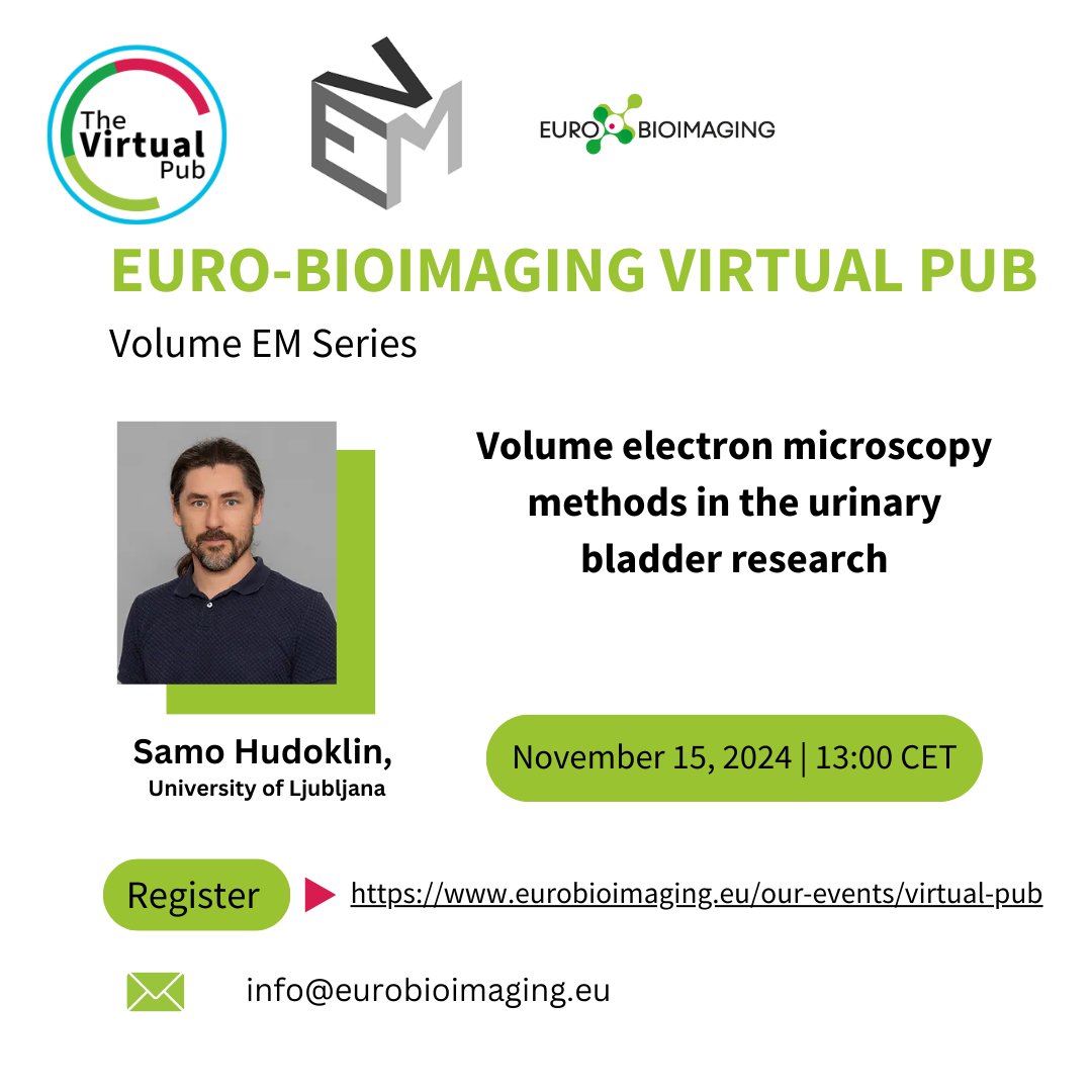 Euro-BioImaging ERIC (@eurobioimaging) on Twitter photo At tomorrow's #VirtualPub/@VolumeEM1 Series, we welcome Samo Hudoklin, <a href="/ULMF_pr/">UL Medicinska fakulteta</a>, for a talk entitled, "Volume #ElectronMicroscopy methods in the urinary bladder research."
All are welcome!
Registerโคต๏ธ
eurobioimaging.eu/our-events/virโฆ At tomorrow's #VirtualPub/@VolumeEM1 Series, we welcome Samo Hudoklin, <a href="/ULMF_pr/">UL Medicinska fakulteta</a>, for a talk entitled, "Volume #ElectronMicroscopy methods in the urinary bladder research."
All are welcome!
Registerโคต๏ธ
eurobioimaging.eu/our-events/virโฆ