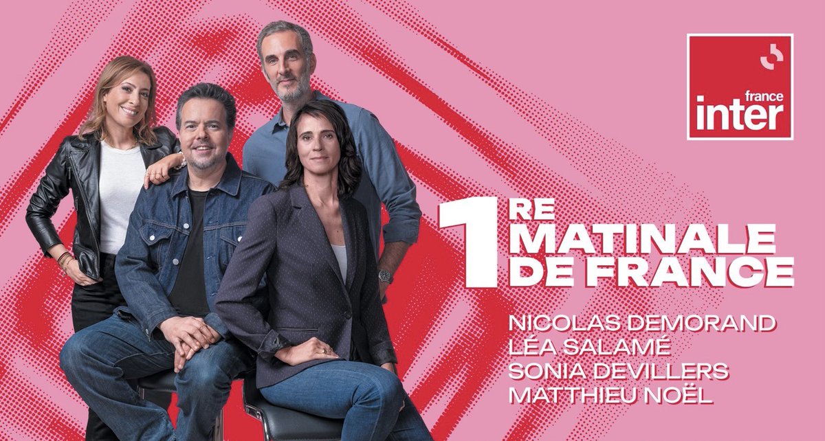 Historique 🎉 Le 7/10 de Nicolas Demorand, <a href="/LeaSalame/">Léa Salamé</a> et @Sonia_Devillers dépasse le cap des 5 millions d'auditeurs !

🏆 1re matinale de France avec 9% d'AC et 18,5% de PDA.

Merci à toutes les équipes et à vous, chers auditeurs ❤️ #Médiamétrie