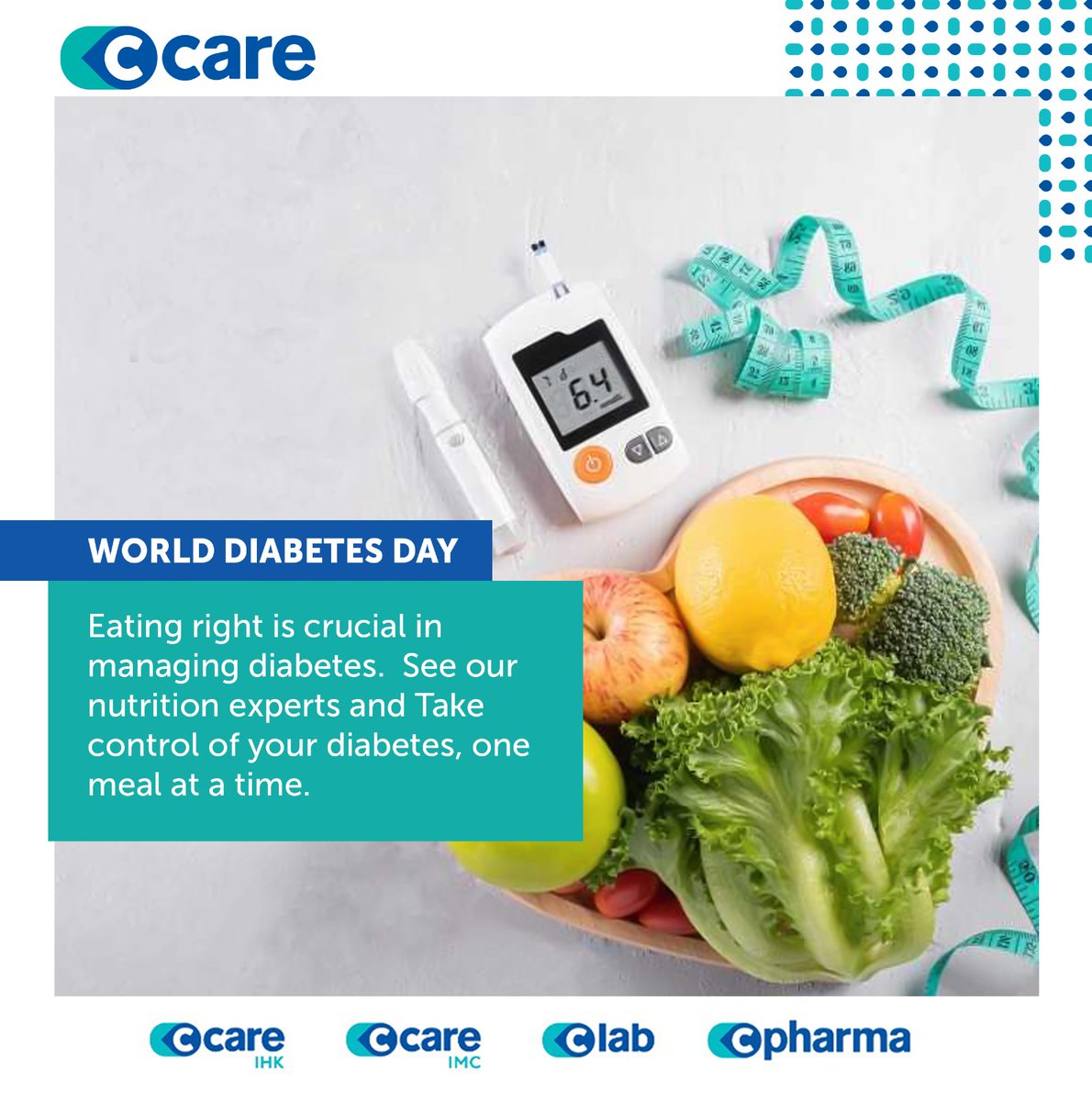 C_Care_Uganda's tweet image. On World Diabetes Day, we are here to remind you that small, thoughtful choices can make the big difference in managing diabetes! Let our nutrition experts support you in creating a healthy, balanced meal that fits your life. #HappyWorldDiabetesDay

#BigOnCare #WorldDiabetesDay…