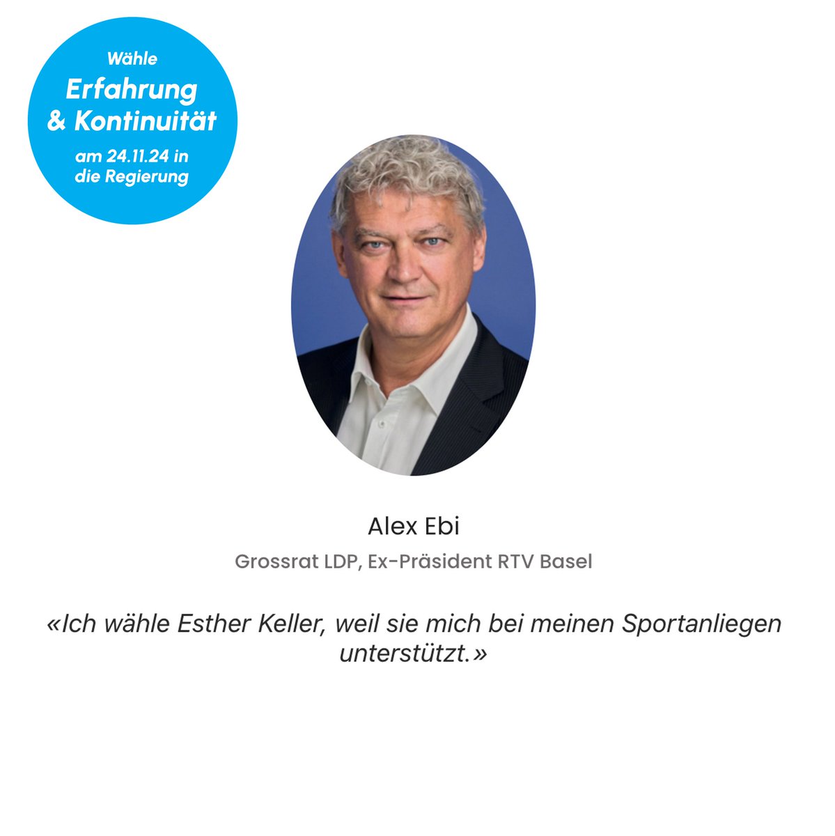 Wähle Erfahrung und Kontinuität für den 2. Wahlgang der Regierungsratswahlen am 24. November 2024 - Wähle Esther Keller in die Regierung! 🌳🚉 🚴‍♀️