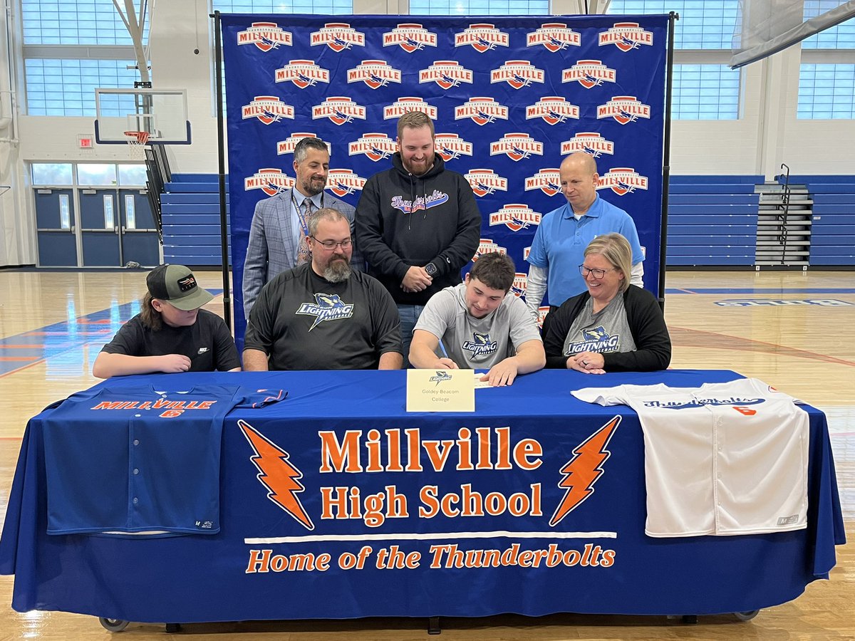 TBoltAthletics's tweet photo. Congrats to Millville’s Kevin Dick (Baseball) for signing his National Letter of Intent today for Goldey Beacom College!! https://t.co/lMJUNnveMi
