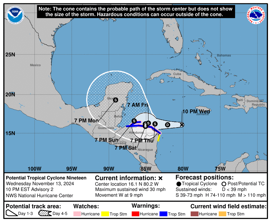 FloridaTropics1's tweet photo. Latest forecast track for #PTC19 https://t.co/iGSUumuLPy