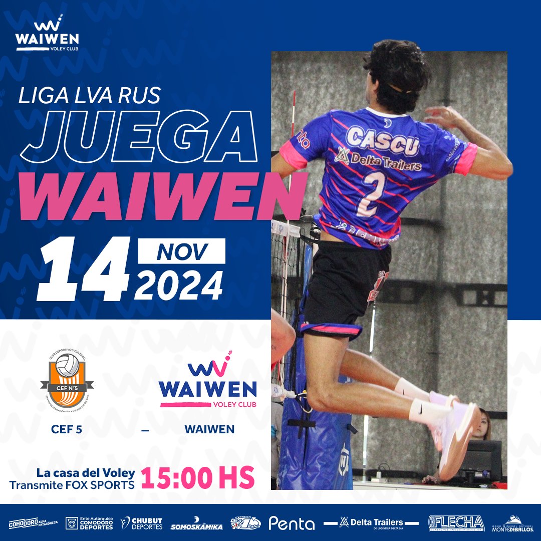 #LVA ¡HOY JUEGA WAIWEN! 🌟

Este jueves, enfrentamos a CEF 5 por la primera jornada del Tour 1

Waiwen 🆚️ CEF 5
⌚️15.00 Horas
🏟 La Casa del Voley [Parque Olímpico]
📺 Fox Sports [Televisión y YouTube]

¡Vamos Equipo! ¡Hoy es un día nuevo para seguir escribiendo la historia!