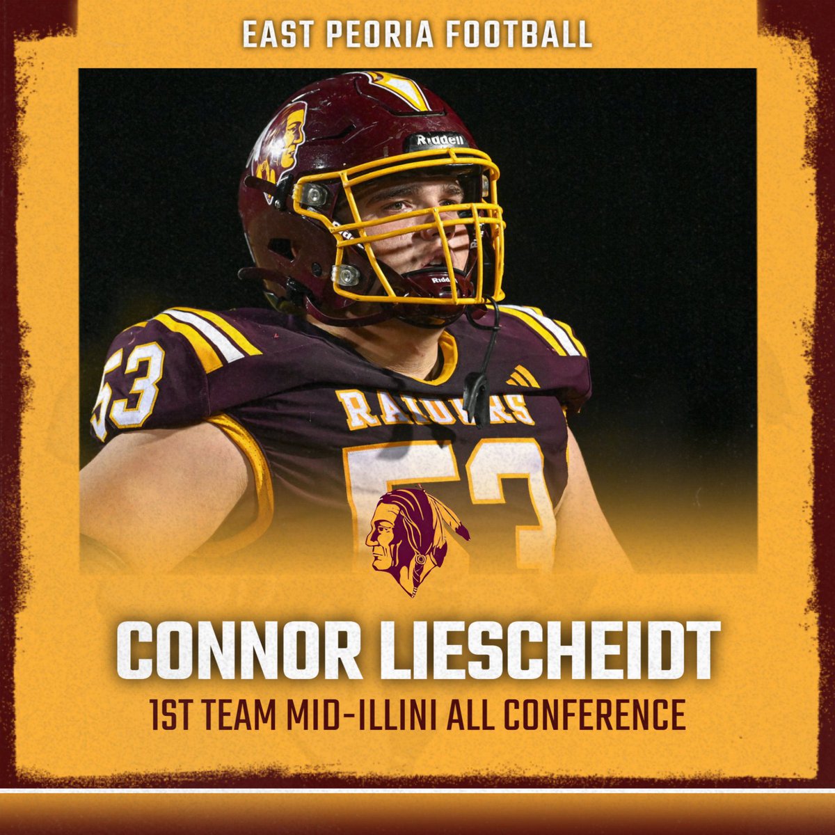 Big congrats to our 4 All-Conference football players at East Peoria! 🏈👏 <a href="/cliecheidt44/">Connor Liescheidt</a> <a href="/Aidin_Hindert6/">Aidin Hindert</a> <a href="/JacksonAhrens6/">Jackson Ahrens</a> and Aaden Hasty crushed it this season! Proud of you all! #EPPride #AllConference #CreateTheCulture