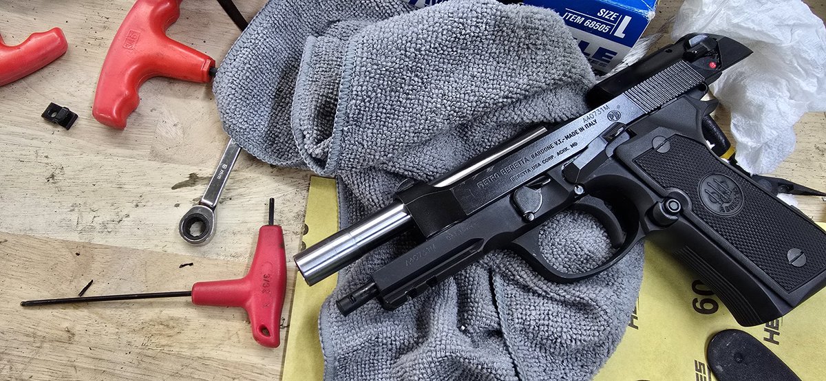 RoccoRoccs's tweet image. A little light gunsmithing tonight! Boring out the slide and building a barrel sleeve to help with accuracy. This poor model 96 was converted to 357 sig and now shoots like turds.