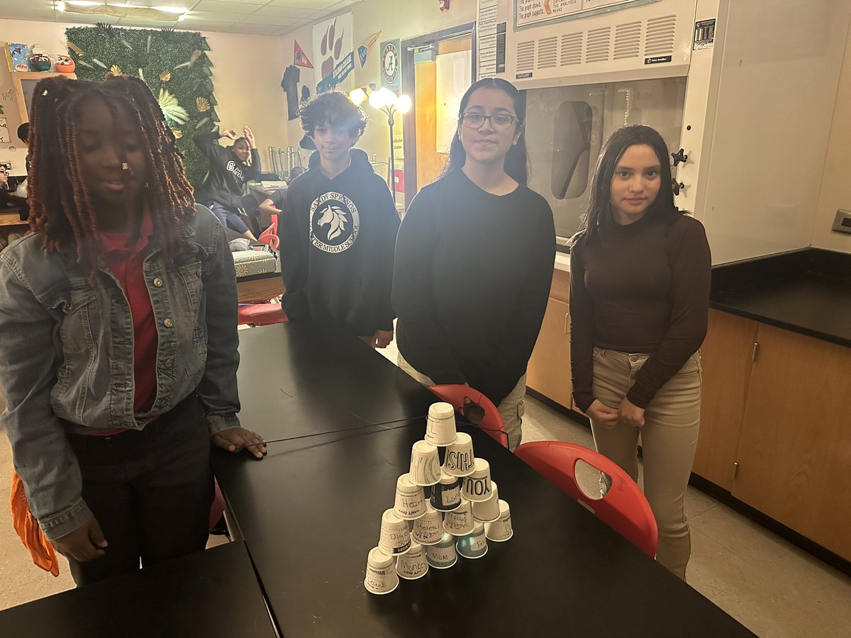 lamyerlewis's tweet photo. 🧬 Our Levels of Organization Pyramid Challenge brings standard S7L2B to life! Students build models to see how cells form tissues, tissues form organs, organs form systems, and systems create an organism. Fun, hands-on science! #STEM #MiddleSchoolScience  #Avidinscience 
@SSCMS_FCS @HosleyStephanie @MarcquezHaley @lhwoodruff