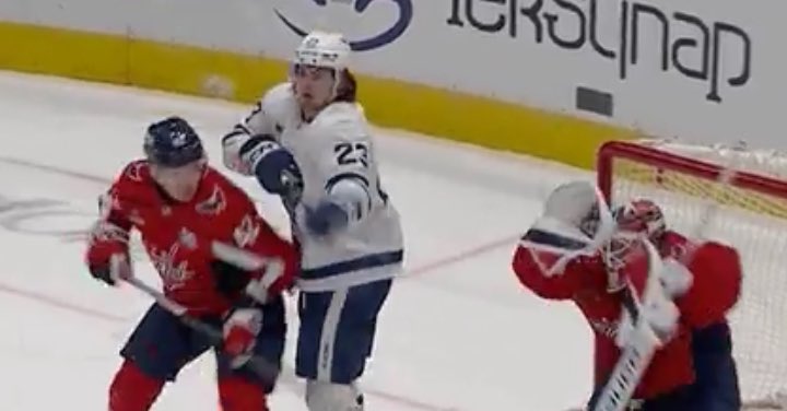 Blazzig1's tweet photo. @nhl fine the refs, contact with the puck below the shoulder https://t.co/88NpANRvaG