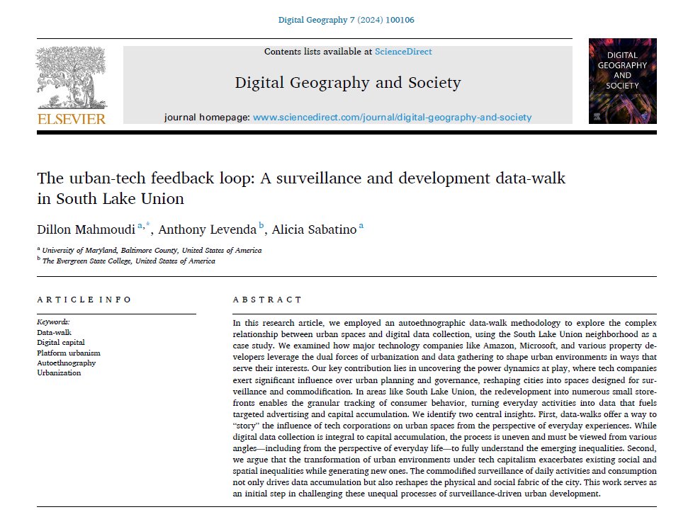 Dillon Mahmoudi (@dillonm) on Twitter photo Tech firms shape cities to generate data for their digital products, creating a feedback loop: they invest in urban property & design spaces that capture and reinforce consumer preferences.
New open-access paper w/ Anthony Levenda & <a href="/aliciacsabatino/">Alicia Sabatino</a>
sciencedirect.com/science/articl… Tech firms shape cities to generate data for their digital products, creating a feedback loop: they invest in urban property & design spaces that capture and reinforce consumer preferences.
New open-access paper w/ Anthony Levenda & <a href="/aliciacsabatino/">Alicia Sabatino</a>
sciencedirect.com/science/articl…