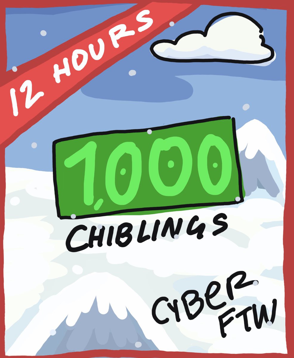 12 HOURS, 1000 Cyber chiblings 🫣

Cyberchib whale <a href="/cyberchibling/">CHIBS</a> is giving awey 1000 chiblings 🍀🧊💨 u jus need to RT tis tweet n fill out d gform below 🪱 bonus if u koment beluw sum niec tings abt chiblings n whale 🤭 LMWO