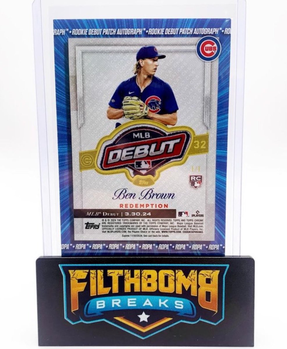 PlayerPropped's tweet image. Current list of MLB Debut Patch Cards to Surface from 2024 Topps Chrome Update

Ben Brown
Luis Matos
Nick Loftin
Kyle Nicolas
Bryce Jarvis
Colin Selby
J.P. Martínez
Coco Montes
Osvaldo Bido
Colton Cowser
AJ Smith Shawver
Carmen Mlodzinski
Pete Crow-Armstrong

All photos in thread